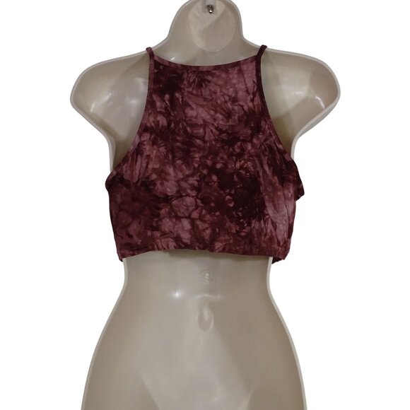 Shein Curve Tie Dye Burgundy Cropped Tank Top Women Size 1XL 14 Sleeveless - Picture 2 of 7